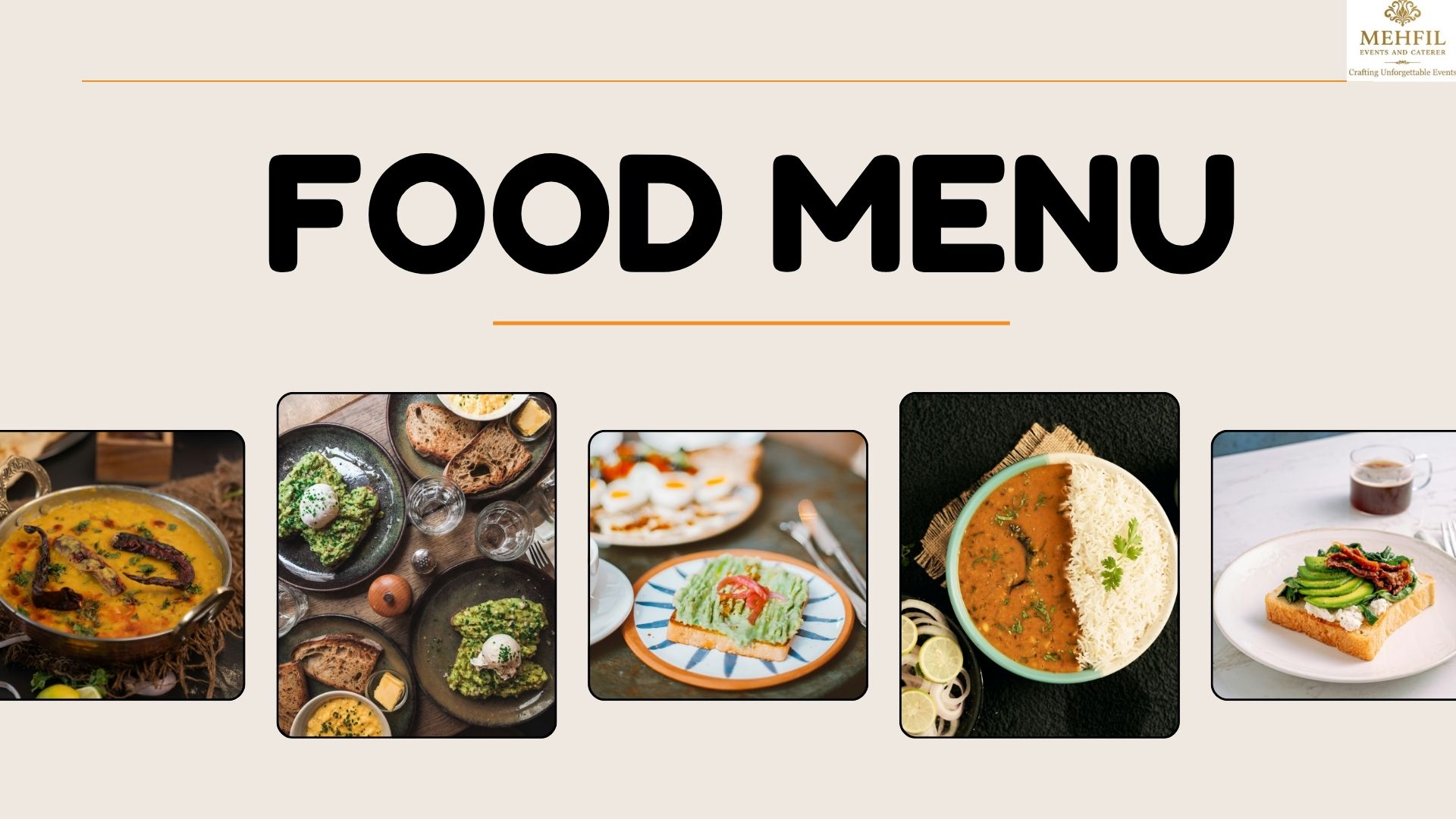 Beige Orange Minimalist Food Menu Presentation